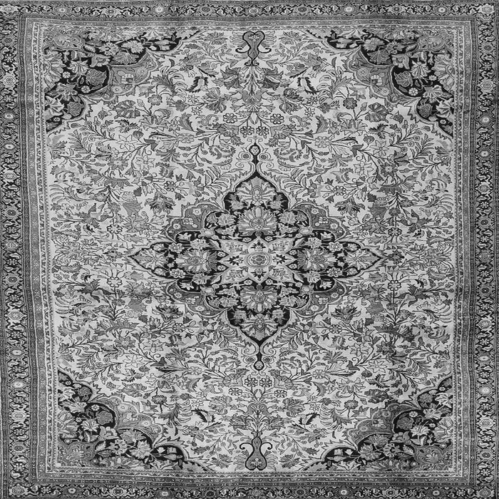 Round Machine Washable Medallion Gray Traditional Rug, wshtr2574gry