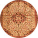 Machine Washable Medallion Orange Traditional Area Rugs, wshtr2574org