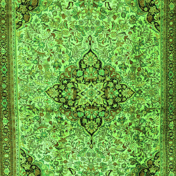 Serging Thickness of Machine Washable Medallion Green Traditional Area Rugs, wshtr2574grn