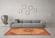 Machine Washable Medallion Orange Traditional Area Rugs in a Living Room, wshtr2574org