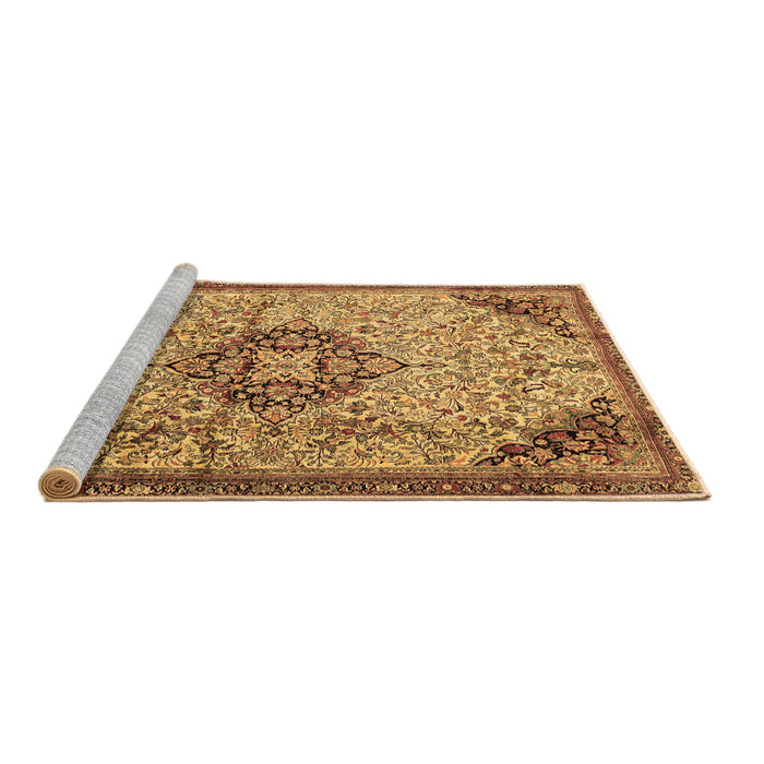 Sideview of Machine Washable Medallion Brown Traditional Rug, wshtr2574brn