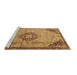 Sideview of Machine Washable Medallion Brown Traditional Rug, wshtr2574brn