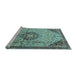 Sideview of Machine Washable Medallion Light Blue Traditional Rug, wshtr2574lblu