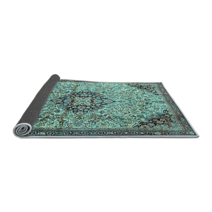 Sideview of Medallion Light Blue Traditional Rug, tr2574lblu