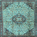 Square Medallion Light Blue Traditional Rug, tr2574lblu