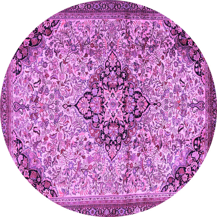 Round Medallion Purple Traditional Rug, tr2574pur