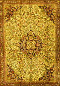 Medallion Yellow Traditional Rug, tr2574yw