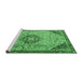 Sideview of Machine Washable Medallion Emerald Green Traditional Area Rugs, wshtr2574emgrn