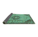 Sideview of Medallion Turquoise Traditional Rug, tr2574turq