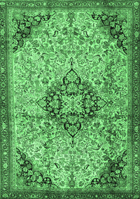 Medallion Emerald Green Traditional Rug, tr2574emgrn