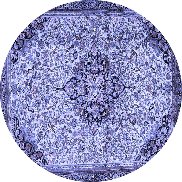 Round Medallion Blue Traditional Rug, tr2574blu