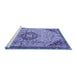 Sideview of Machine Washable Medallion Blue Traditional Rug, wshtr2574blu