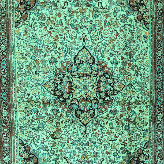 Machine Washable Medallion Turquoise Traditional Area Rugs, wshtr2574turq
