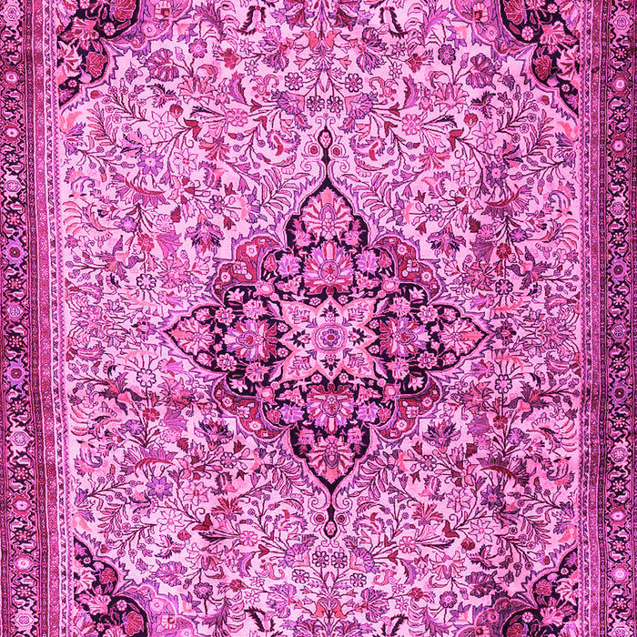 Machine Washable Medallion Pink Traditional Rug, wshtr2574pnk
