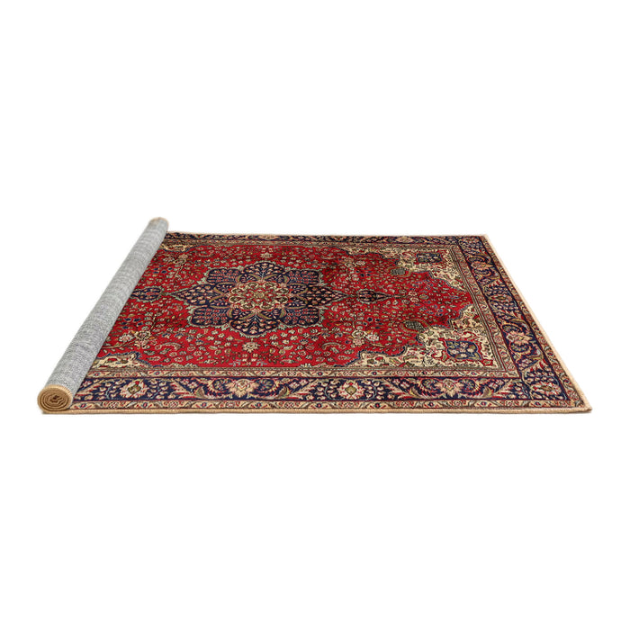 Sideview of Machine Washable Traditional Saffron Red Rug, wshtr2575