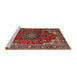 Sideview of Machine Washable Traditional Saffron Red Rug, wshtr2575