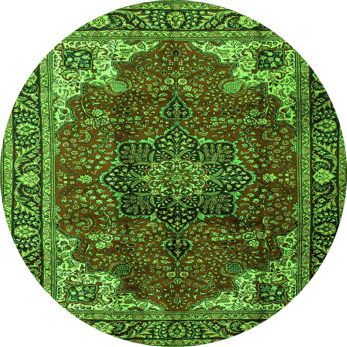 Machine Washable Medallion Green Traditional Area Rugs, wshtr2575grn