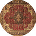 Round Medallion Brown Traditional Rug, tr2575brn