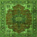 Round Machine Washable Medallion Green Traditional Area Rugs, wshtr2575grn