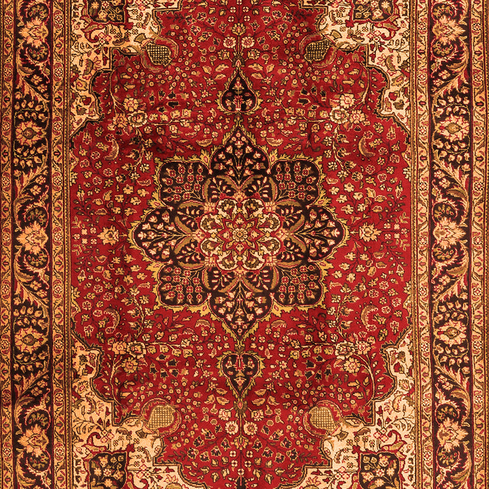 Serging Thickness of Machine Washable Medallion Orange Traditional Area Rugs, wshtr2575org