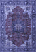 Machine Washable Medallion Blue Traditional Rug, wshtr2575blu