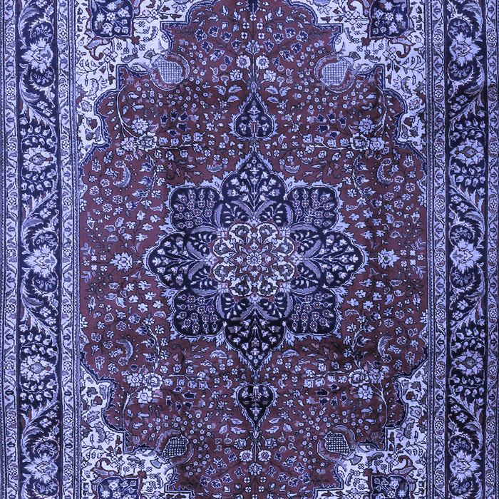 Machine Washable Medallion Blue Traditional Rug, wshtr2575blu