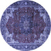 Round Medallion Blue Traditional Rug, tr2575blu