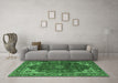 Machine Washable Medallion Emerald Green Traditional Area Rugs in a Living Room,, wshtr2575emgrn