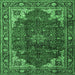 Square Medallion Emerald Green Traditional Rug, tr2575emgrn