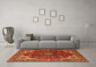 Machine Washable Medallion Orange Traditional Area Rugs in a Living Room, wshtr2575org