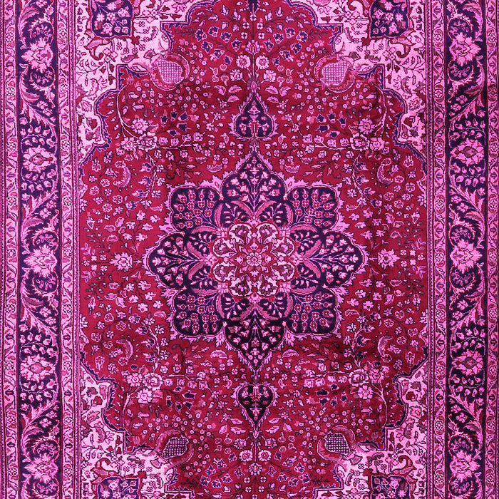 Machine Washable Medallion Pink Traditional Rug, wshtr2575pnk