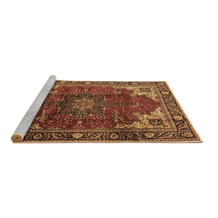 Sideview of Machine Washable Medallion Brown Traditional Rug, wshtr2575brn