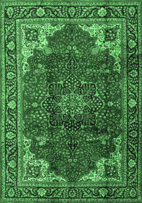 Medallion Emerald Green Traditional Rug, tr2575emgrn