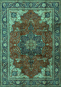 Medallion Turquoise Traditional Rug, tr2575turq