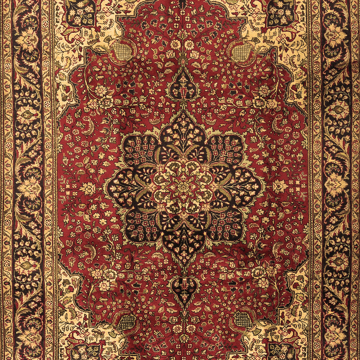 Machine Washable Medallion Brown Traditional Rug, wshtr2575brn