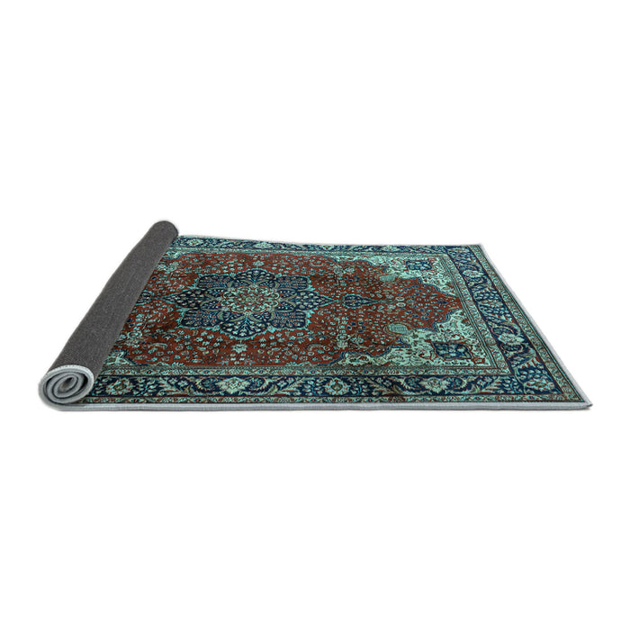 Sideview of Medallion Light Blue Traditional Rug, tr2575lblu