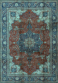 Medallion Light Blue Traditional Rug, tr2575lblu