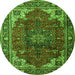 Square Medallion Green Traditional Rug, tr2575grn