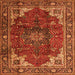 Serging Thickness of Medallion Orange Traditional Rug, tr2575org