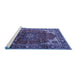 Sideview of Machine Washable Medallion Blue Traditional Rug, wshtr2575blu