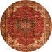 Square Medallion Orange Traditional Rug, tr2575org