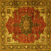 Square Medallion Yellow Traditional Rug, tr2575yw