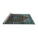 Sideview of Machine Washable Medallion Light Blue Traditional Rug, wshtr2575lblu