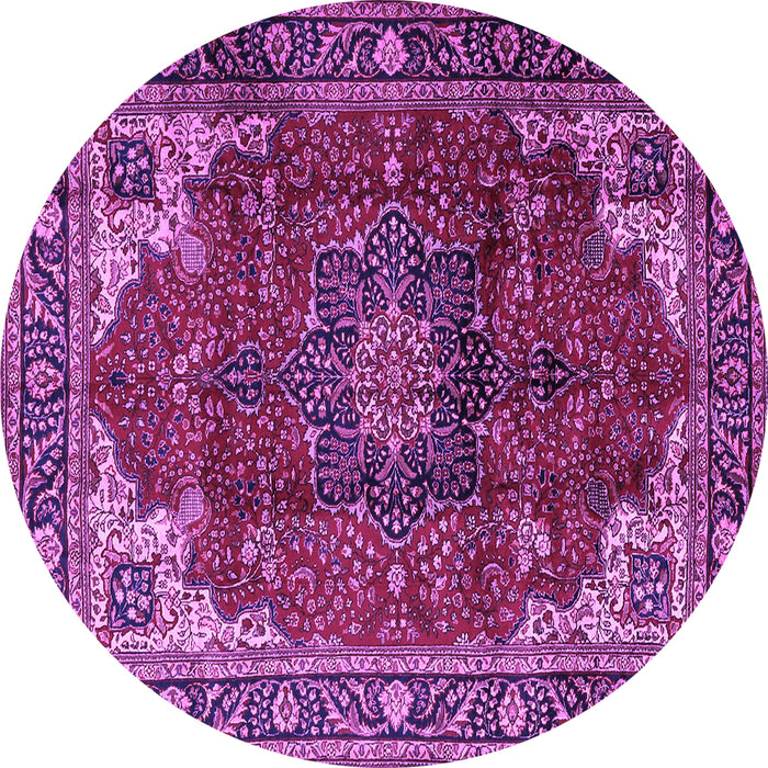 Round Medallion Purple Traditional Rug, tr2575pur