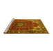 Sideview of Machine Washable Medallion Yellow Traditional Rug, wshtr2575yw