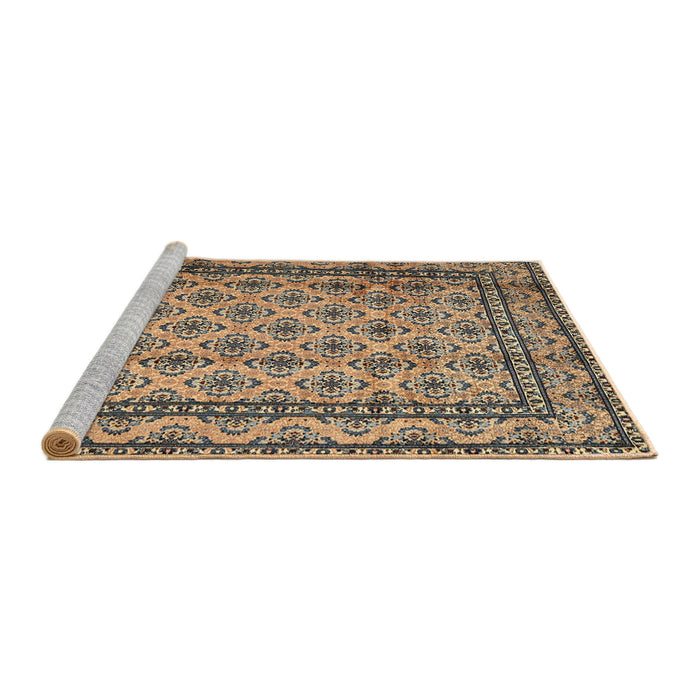 Sideview of Machine Washable Traditional Dark Brown Rug, wshtr2576