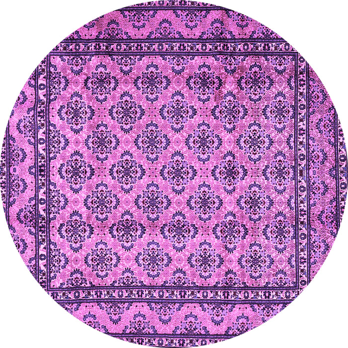 Round Machine Washable Persian Purple Traditional Area Rugs, wshtr2576pur