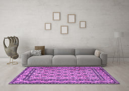 Machine Washable Persian Purple Traditional Area Rugs in a Living Room, wshtr2576pur