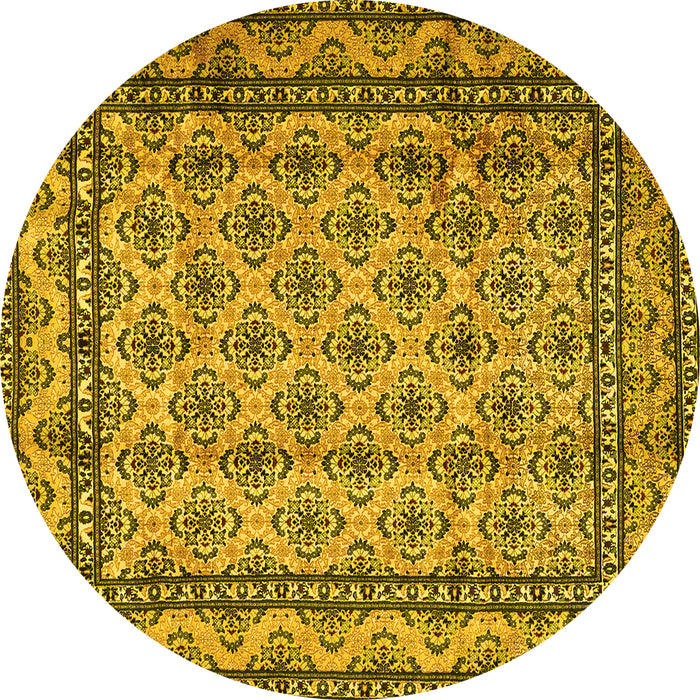 Round Persian Yellow Traditional Rug, tr2576yw