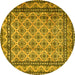 Round Persian Yellow Traditional Rug, tr2576yw